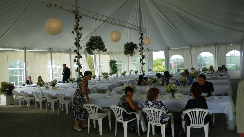 Reception tent set up